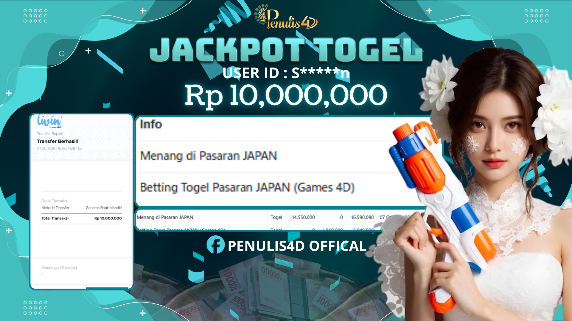 PENULIS4D JACKPOT DI TOGEL JAPAN POOLS Rp. 10,000,000 , LUNAS