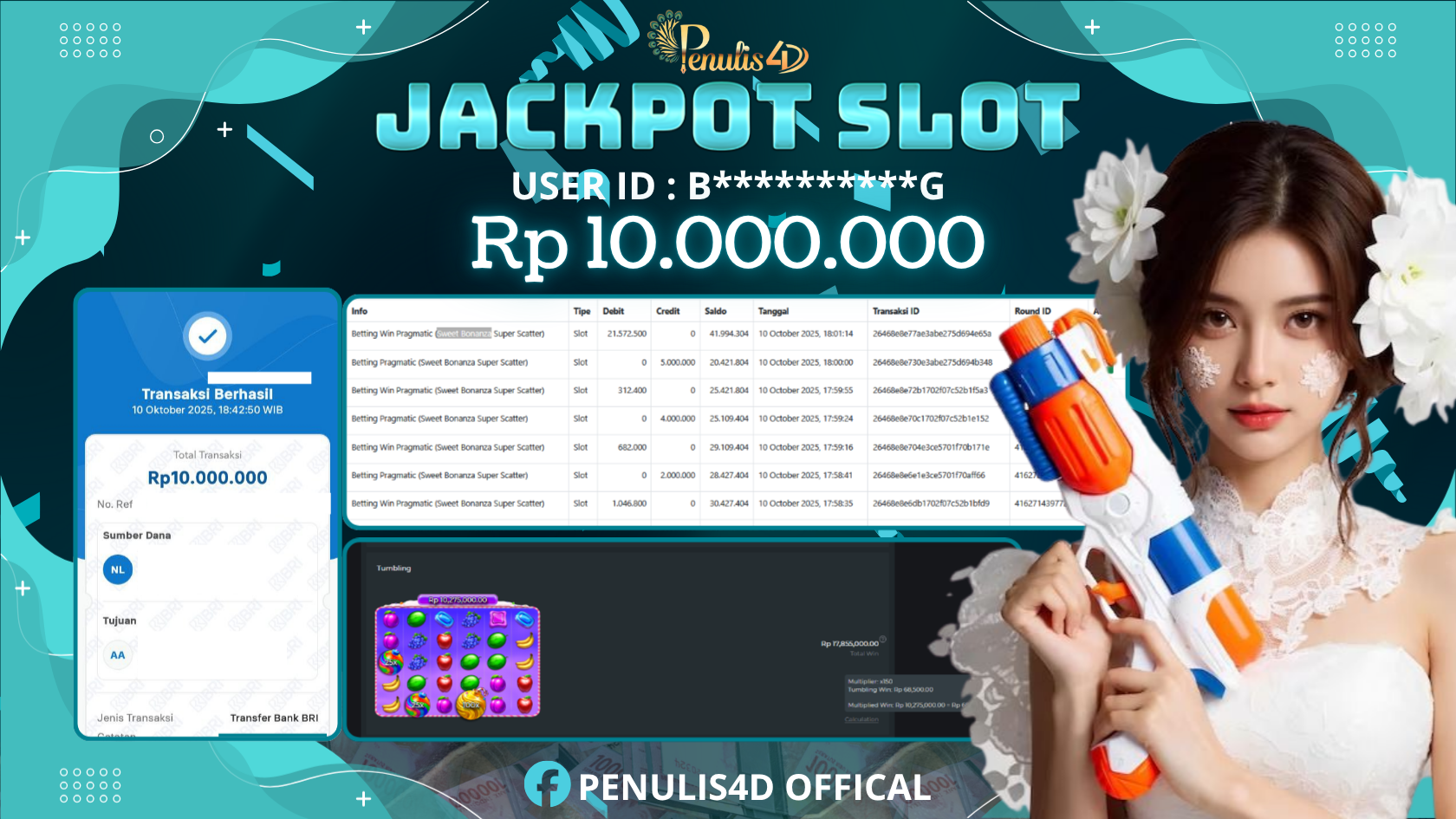 PENULIS4D JACKPOT DI SLOT SWEET BONANZA SUPER SCATER Rp. 10,000,000 , LUNAS