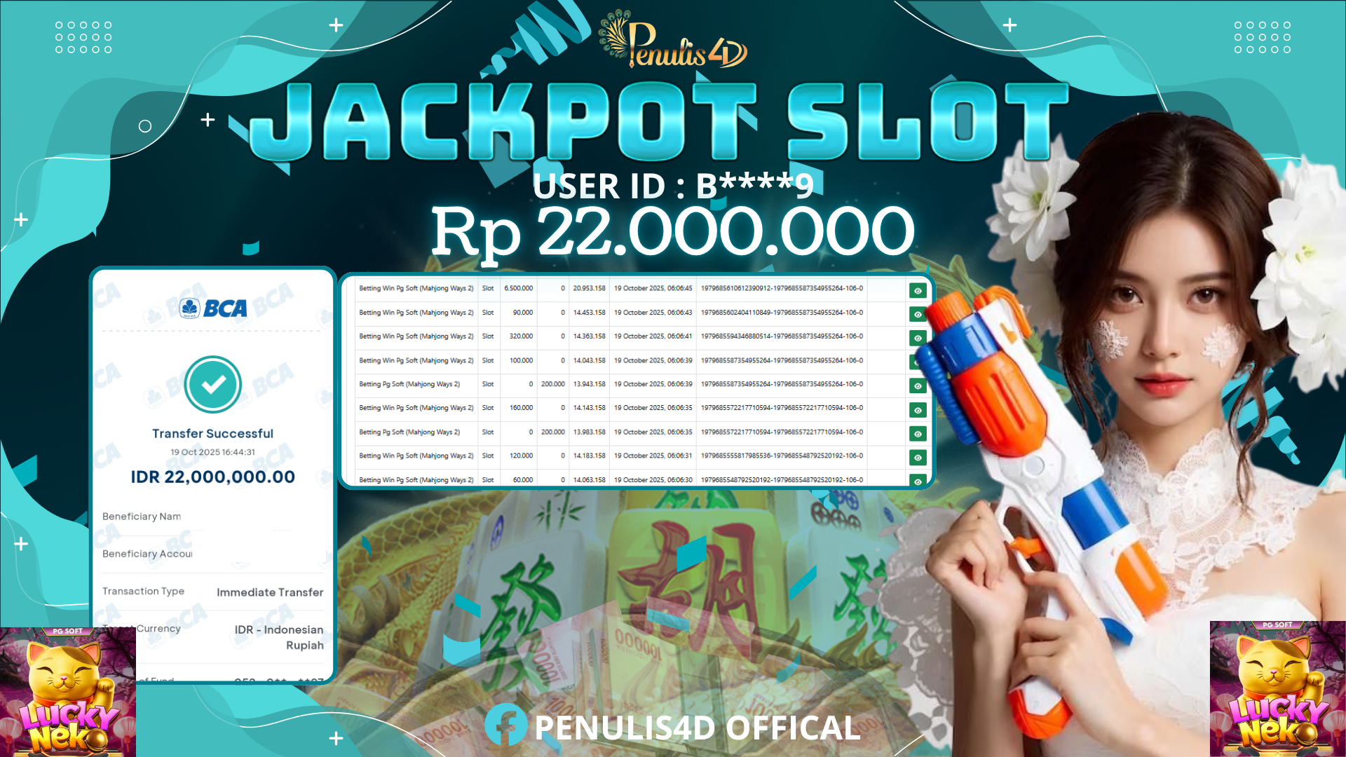 PENULIS4D JACKPOT DI SLOT LUCKY NEKO Rp.22,000,000 LUNAS